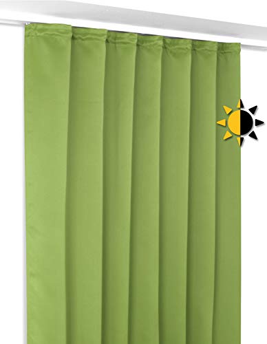 BEAUTEX Rideau occultant avec Bande de Curling U-Band, Rideau assombrissant Opaque, la Taille et la Couleur Peuvent être sélectionnées (Largeur 140 cm. Hauteur 245 cm, Vert Pomme)