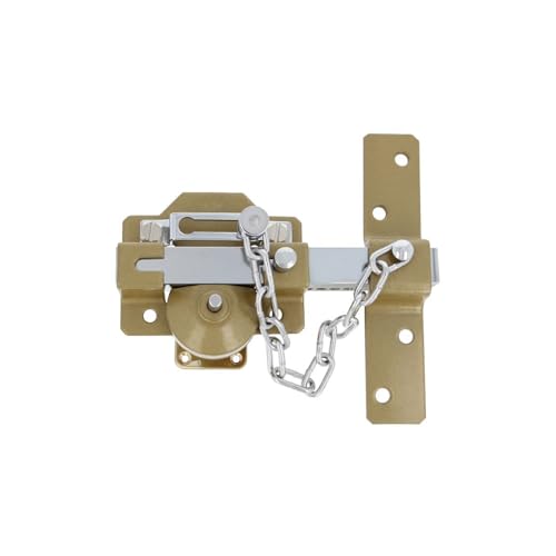 Amig - Cerrojo de Sobreponer con Cilindro Redondo, Pestillo y Cadena Mod. 1C - 105 x 170 mm - Cerradura de Seguridad con Llave y Retenedor - Incluye 5 Llaves de Punto - Acero Martelé