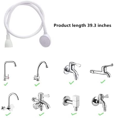 Pet Monastry® Portable Sink Hose Faucet Sprayer, Pet Faucet Sprayer, Shampoo Sprayer, Suitable for Washing Hair, Washing Pets and Cleaning Tub – White (Size - 39 Inch) 2