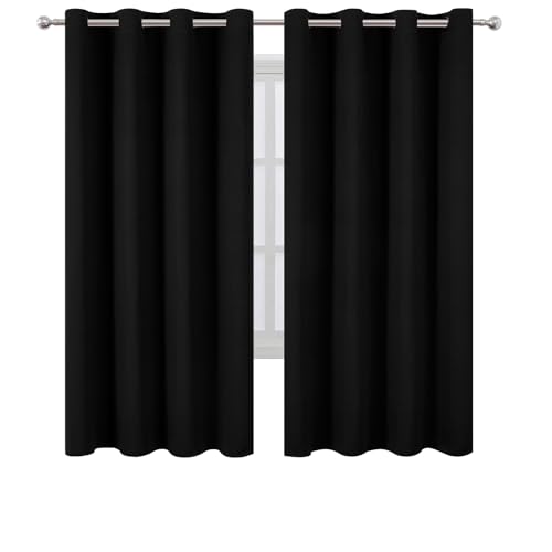 Image of LEMOMO Blackout Curtains 66 x 72 Inch Long Black Curtains Set of 2 Panels Room Darkening Curtains for Bedroom and Living Room