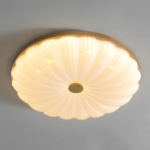 Plafonnier en bois dimmable 36W rustique pour moduler la lumière du salon