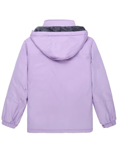 Image of Keevoom Girl's Waterproof Ski Jacket Fleece Snow Coat Windproof Warm Winter Snowboarding Jacket with Removable Hood