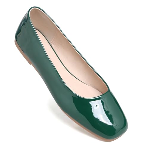 Image of ChaiRong Zhou Women Square Toe Ballets Flats Comfort Slip On Walking Shoes for Driving