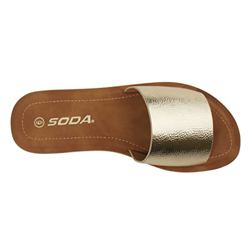 Image of Soda Shoes Efron-S Women Flip Flops Basic Plain Slippers Slip On Sandals Slides Casual Peep Toe Beach