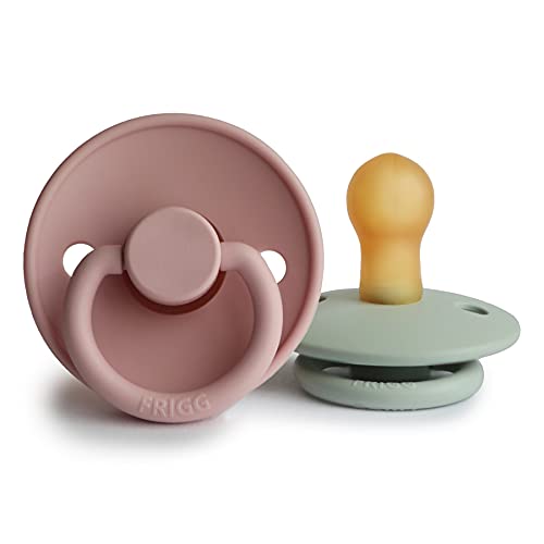 Image of FRIGG Natural Rubber Baby Pacifier | Made in Denmark | BPA-Free (Blush/Seafoam, 0-6 Months)