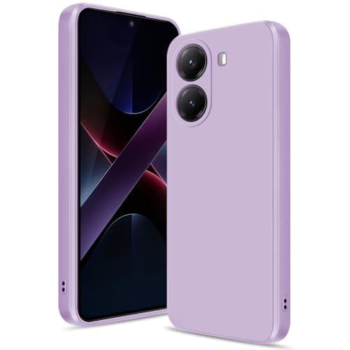 Btstring Hülle für Xiaomi Poco X7 Pro Hochwertiges Silikon Case Ganzkörper Handyhülle mit Seidig-Weicher Berühren Kratzfestes Weiches Mikrofaserfutter (Helles Lila)