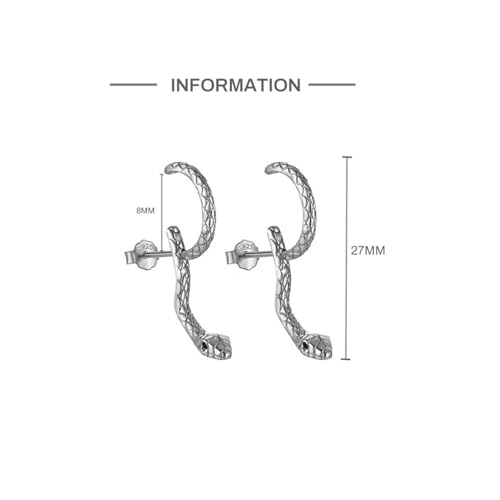 Retro Snake Earrings for Women Men - Gothic Punk Front Back Stud Dangle Serpent Earrings - Silver Gold4