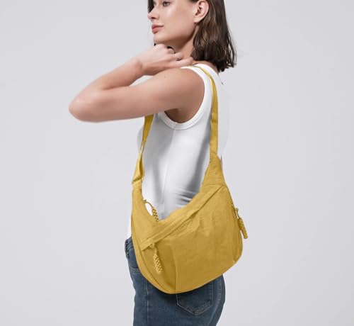Image of GRPKSSIB Nylon Crescent Bag Hobo Crossbody Bags Casual Sling Bag Slouchy Shoulder Bags Travel Messenger Bag for Women Men