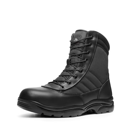 NORTIV 8 Steel Toe Boots for Men Safety Industrial & Construction Military Work Boots Slip Resistant ASTM F2413-18, TROOPER-STL,Size 9,Black,TROOPER-STEEL