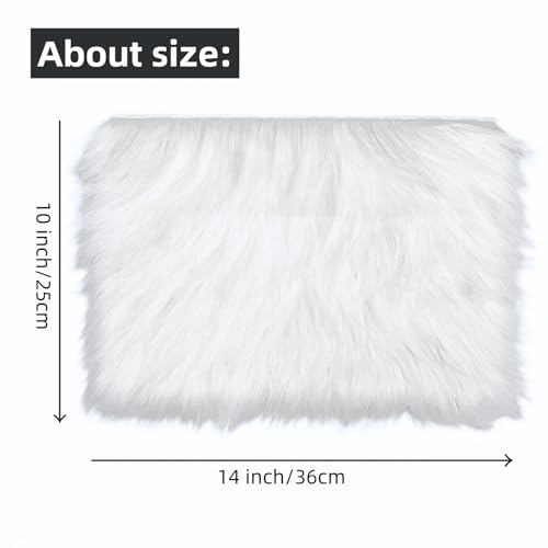 Tapete rectangular pequeño 10x14 pulgadas blanco piel falsa miniatura 2
