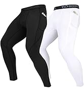 BOOMCOOL Men's Compression Pants with Pockets, Men's Running Tights Leggings Workout Dry Baselaye...