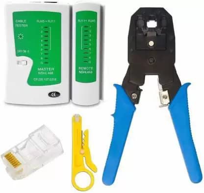 AQBP 3 in 1 Crimping Tool Kit with RJ45 - RJ11 Network LAN Cable Tester with 25 Connector Crimping Tool Kit with RJ45 - RJ11 Network LAN Cable Tester with 25 Connector Manual Crimper (B0BXB5TLFX) Amazon Price History, Amazon Price Tracker