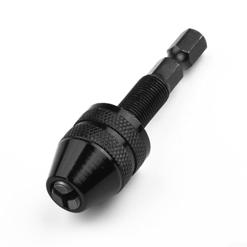 Image of 1/4 Inch Hex Shank Keyless Chuck Adapter for Drill Drivers Converts to Hold Standard Drill Bits and Driver Bits Quick Change Hex Shank System (0.3-6.5mm)