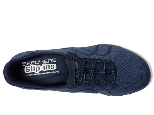 Skechers Modern Comfort Women's Women's Breathe Easy-Knitty Waves Hands Free Slip-Ins Sneaker, Navy, 52