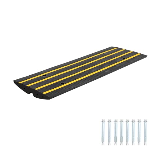 PeakPursuit 1 Pack Rubber Curb Ramp, 15T/ 33000Lbs Heavy Duty Non-Slip Threshold Ramps for Driveways & Sidewalks, 2.6