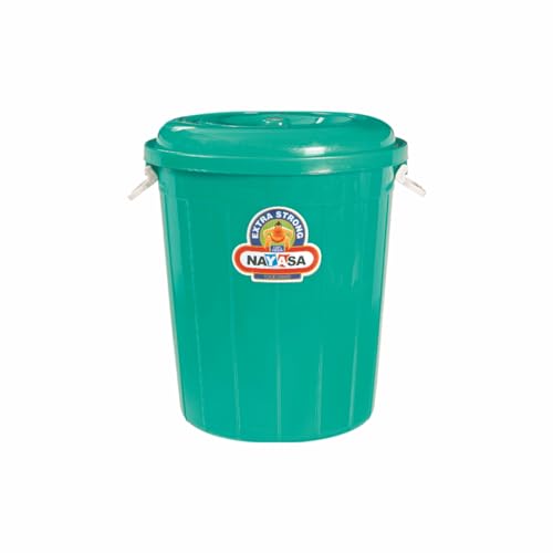 Image of Nayasa Bucket 62 with Lid- 60 Ltrs, Plastic Water Storage Bucket| Unbreakable Multipurpose Storage, Green