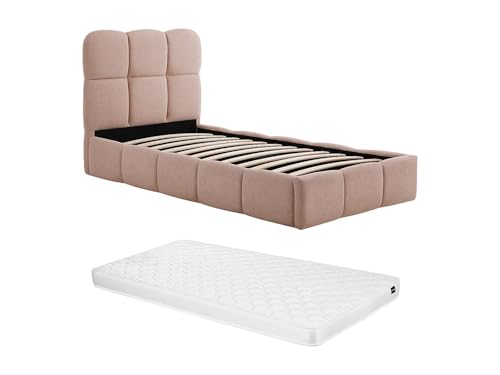 Vente unique CanapÈ abatible 90 x 190 cm   Tejido Texturizado   Rosa + ColchÛn   DILUDO