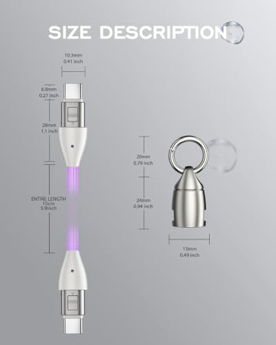 Image of Short USB C Cable PD 240W(1 Pack), 6 Inch Keychain USBC Cable /Phone Lanyard USB-C to Type-C Cables /Fast Charging Cables for Phone17 /16 /15 Samsung Galaxy Tablet Laptop External SSD(Purple)