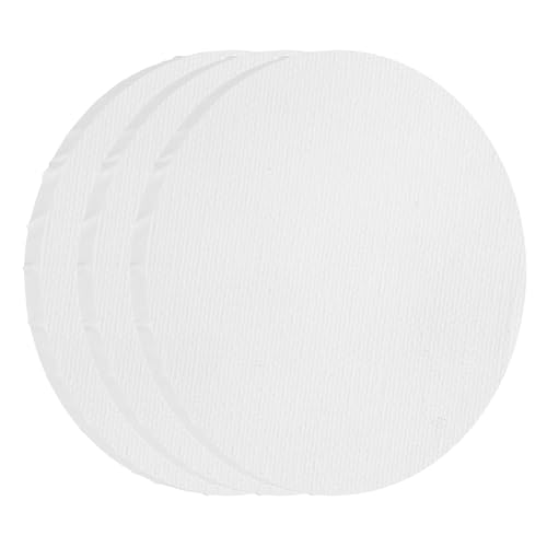 Tablero de lienzo redondo contra deformaciones set de 3 paneles de algodón blanco 20cm 2