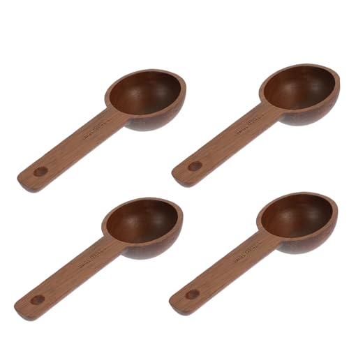 OSOLADY 4個 黒胡桃木製コーヒーメジャースプーン 計量用多機能スクープ 軽量設計で持ちやすく家 カフェ用に コーヒー豆や茶葉 調味料の測