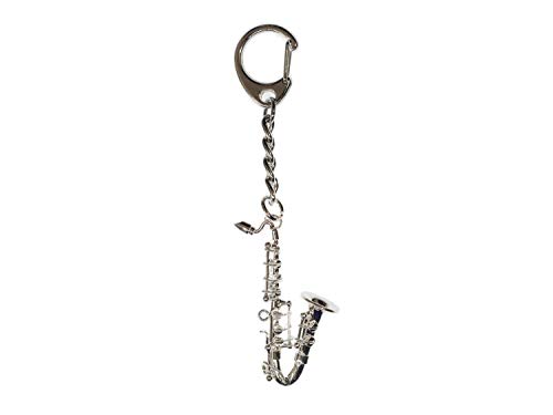 Miniblings Saxophone Key Ring Chain Keychain + Box Musicians Silver Plated Jazz Sax