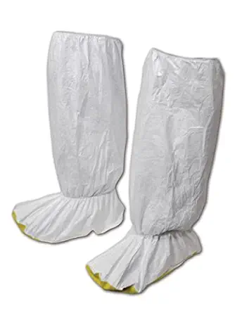 Magid SC116XL EconoWear Disposable Tyvek Knee High Boot Covers with Yellow Vinyl Sole, XL, White (25 Pairs)