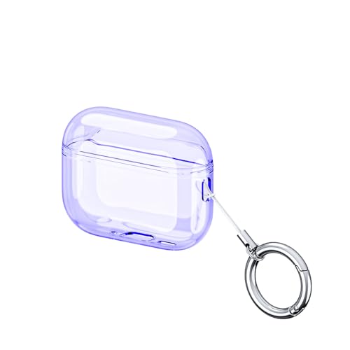 Case for AirPods Pro 3, Earbuds TPU Soft Protective Case, Shockproof Cover with Keyring, Anti-Scratch & Dustproof Shell (translucent purple)