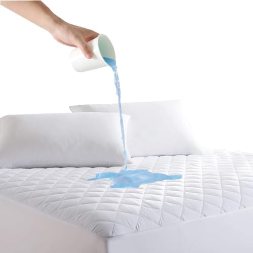 Quilted Double Mattress Protector (137x191 cm), Waterproof Mattresses Protector Double Bed...