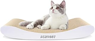 Aibuddy Cat Scratcher, Curve Scratching Pad Reversible Cardboard Lounge Bed with Organic Catnip [ 44x 25x 7cm, Superior Cardboard & Construction]