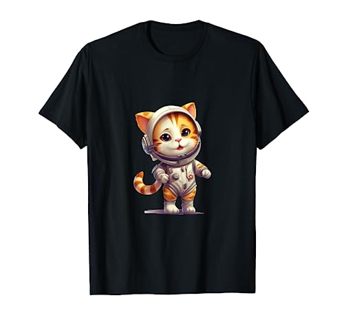 Funny Space Cat Gifts Men Women Kids Space Astronaut Cat Camiseta