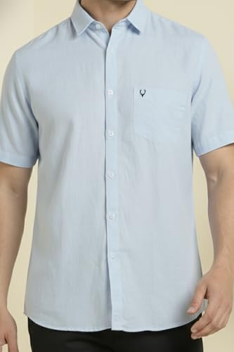 Image of Allen Solly Men's Linen Casual Shirt | Solid | Half Sleeve | Breathable Premium Linen | Summer & Vacation Wear
