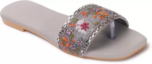 Image of PRIYANSH Enterprises Premium Women Ethnic Embroidered Flats Footwear for Women | Stylish Slippers For Party and Formal Wear | Flat Embroidered Sandal