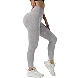 Leggings texturizados de cintura alta para mujer, tejido de punto acanalado para yoga, entrenamiento y uso diario casual, levantamiento de glúteos, cómodos pantalones elásticos con control de abdomen