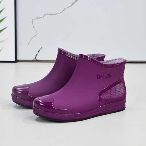 Women's Fashion Rain Boots Warm Water Proof Rubber Boots Low Cut Short Tube Plastic Water Shoes with Non Slip Soles3