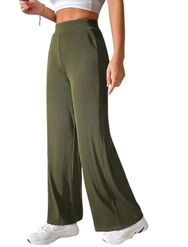 Modestouze Attires High Waist Wide Leg Pants for Women Black Korean Style Stretchable Trousers Winter Wear Stylish Palazzo Bottom Casual Office Lounge Daily Use