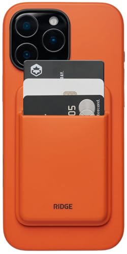 Ridge Card Holder Compatible with Magsafe - High-Strength For A Secure Hold Keeps Up To 3 Card Shatterproof TPU (Basecamp Orange)