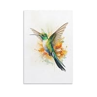 Stampa artistica da parete su tela colorata con colibrì, vivaci stampe di uccelli arcobaleno, arte moderna per la casa, decorazione estetica per soggiorno, camera da letto, senza cornice, 40,6 x 50,8