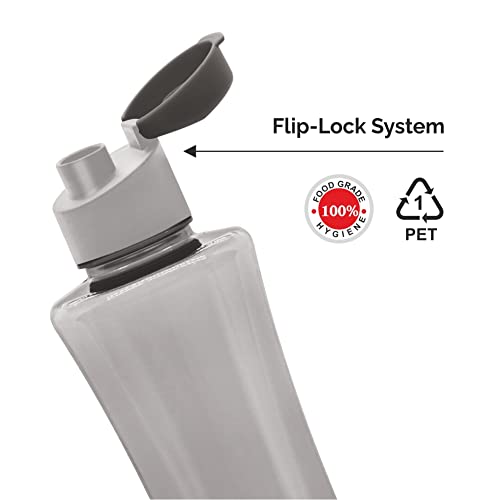 Image of FLAIR Sleek PET Water Bottles With Fliptop Lid Set of 6 Pcs 1000 ML (GRAY)