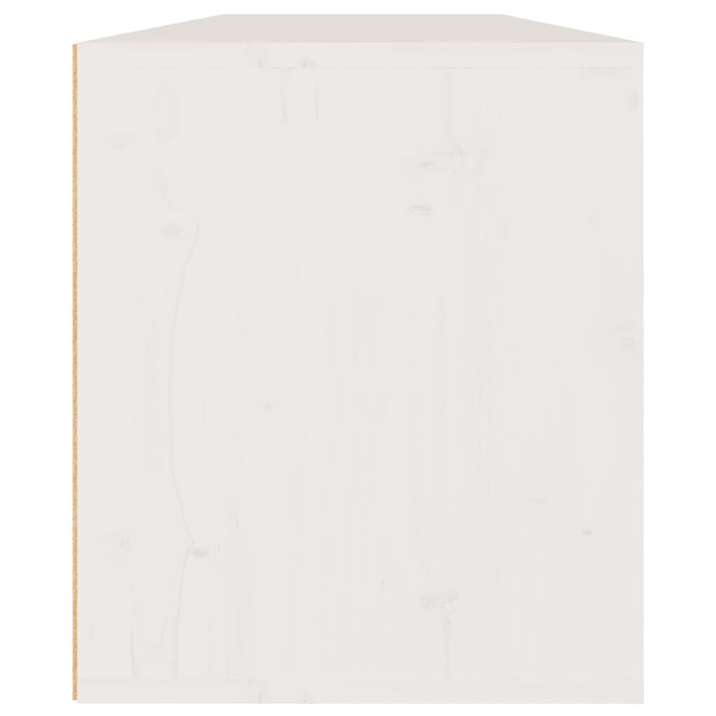 Pensile In Legno Massello Di Pino Bianco 60x30x35 Cm - Montaggio A Parete, Anta Reversibile, Spazio Ampio