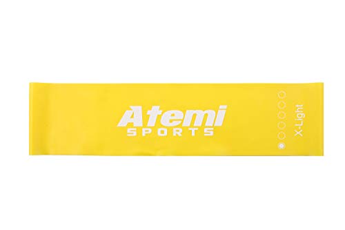 Atemi Sports Bandas de Resistencia | Extra Ancho Mini bucles de Resistencia con guía de Ejercicio | Bandas de Ejercicio para Entrenamiento de Fuerza y pérdida de Peso (#1 Amarillo (X-Ligera))