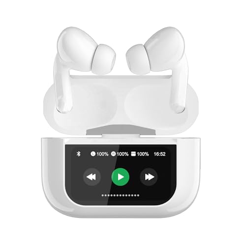 LIHETE Auriculares inalámbricos Bluetooth LED con control de pantalla táctil, ajuste de volumen, auriculares ANC con reducción de ruido