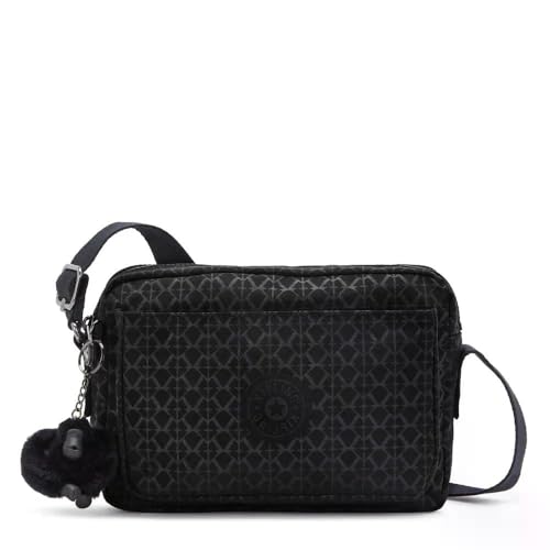 Kipling ABANU M Middelgrote schoudertas, Signature Emb (Zwart)