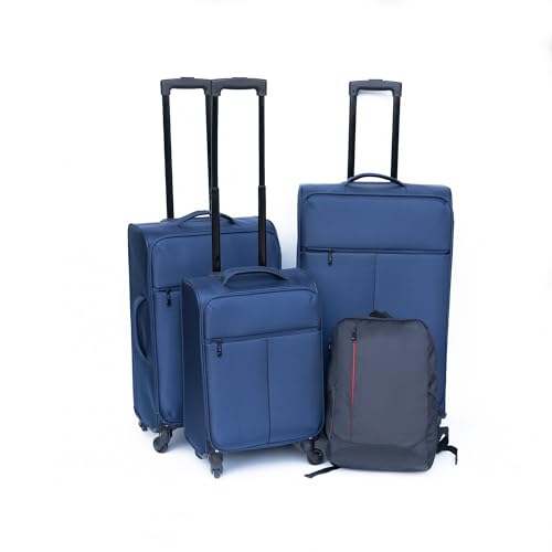 Soft Edge Luggage 3-Piece Backpack Set with Ergonomic Handle and Silent Double Row Universal Wheels(Blue)4