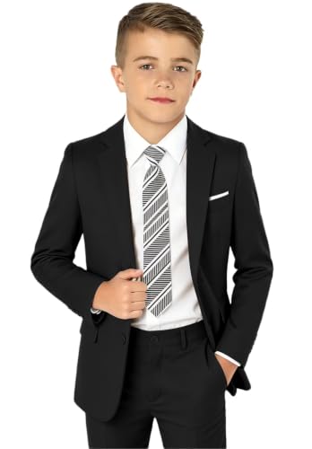 Image of Kids Suits for Boys Summer Dress Clothes Toddler Boy Tuxedo Wedding Outfit | beach wedding guest ring bearer outfit, boys formal dress clothes, teen back to school homecoming suit, slim fit 3 piece set