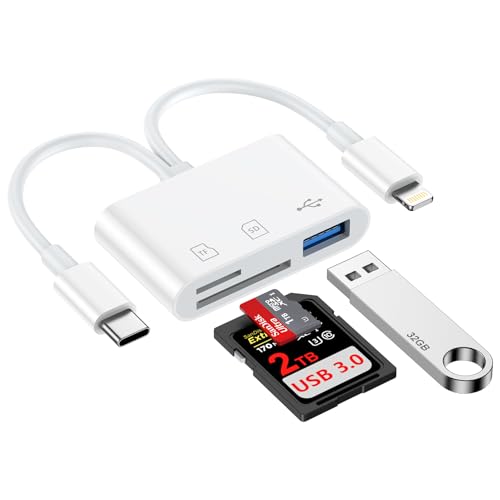 【2025 MFi認証品】タイプcカードリーダー Lightning iPhone17 SDカードリーダー 携帯 USB-C OTGケーブル iPhone メモリカードリーダー USB3.0/SD/MicroSD変換アダプタ 5Gbps高速双方向データ転送 写真移行 設定不要 動画/資料読み込み iPhone 17/ipad/IOS/Windows/Androidスマホなどのデバイスに対応の画像