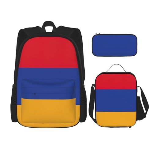 YHBLYKXP Flag of Armenia Backpack 3-Piece Casual Backpack Set (Backpack + Waist Bag + Small Pouch), Unisex Daypack