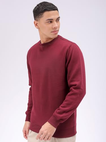 Image of The Indian Garage Co Men Regular Fit Solid Crew Neck Overhead Sweatshirt