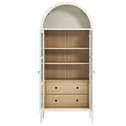 Modway EEI-6639-WHI-OAK Nolan Tall Arched Storage Display Cabinet, White Oak thumb #5