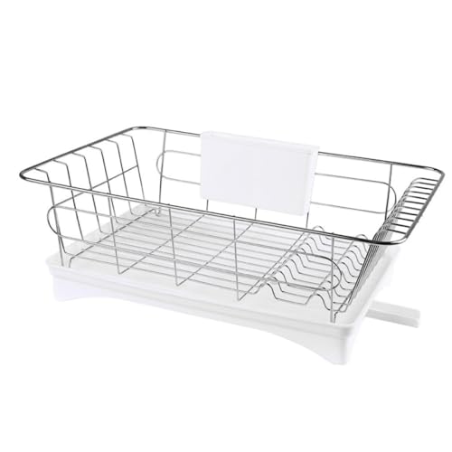 HOMOBABE 水切りラック ステンレス製 多機能 取り外し可能排水トレイ付き 食器収納ラック キッチン用 水はけ可能 シンク上設置対応