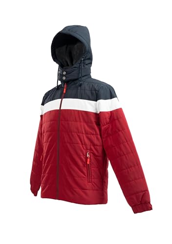 Image of Men's Thermal Jacket Triple Layer Insulated Winter Coat | Water Repellent Windproof Jacket with Detachable Hood | Warm Fleece Lined Travel Outdoor Jacket for Men